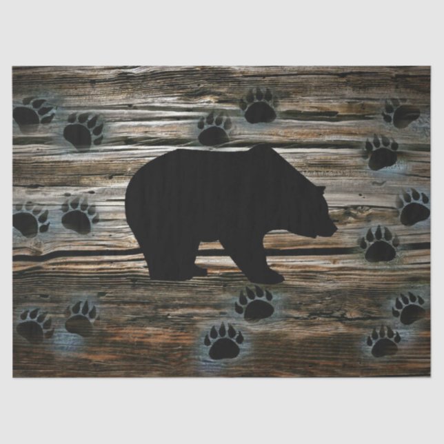 Papel De Seda Urso Negro Urso Negro Pata Madeira Rústica (Frente )