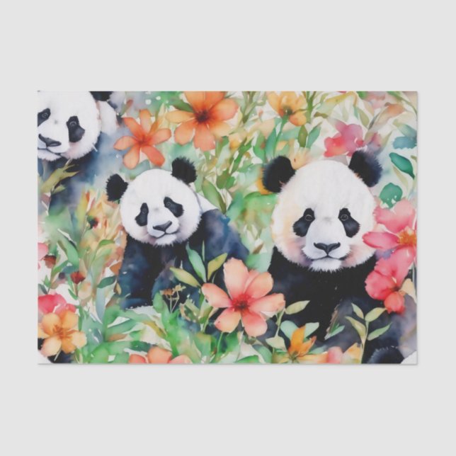 Papel De Seda Urso Panda de Aquarela (Frente )