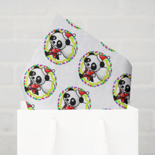 Papel De Seda Urso Panda do Papai Noel Fofo com Saco de Brinqued