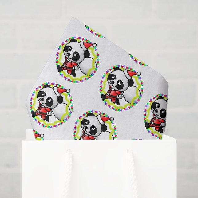 Papel De Seda Urso Panda do Papai Noel Fofo com Saco de Brinqued (Sacola de presentes)