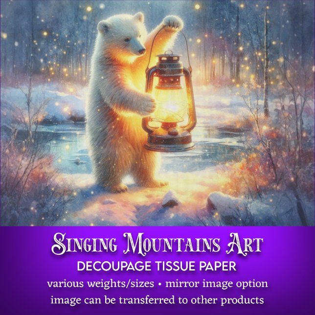 Papel De Seda Urso Polar Com Lanterna na Floresta de Inverno Dec (Criador carregado)
