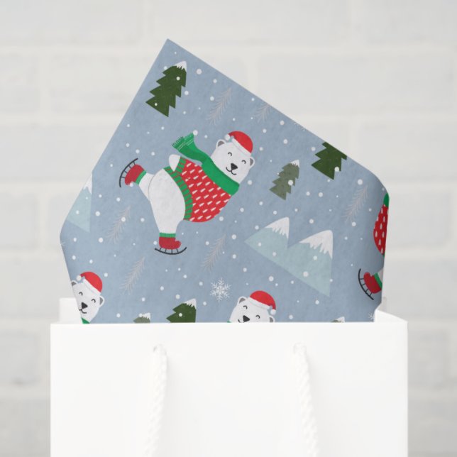 Papel De Seda Urso Polar das Festas de Natal Modernas (Sacola de presentes)