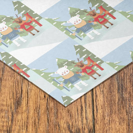 Papel De Seda Urso Polar e Papel-Padrão para Ressor Azul