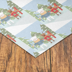 Papel De Seda Urso Polar e Papel-Padrão para Ressor Azul