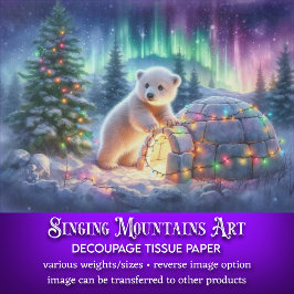 Papel De Seda Urso Polar Festivo Decorando Decoupage de Igloo