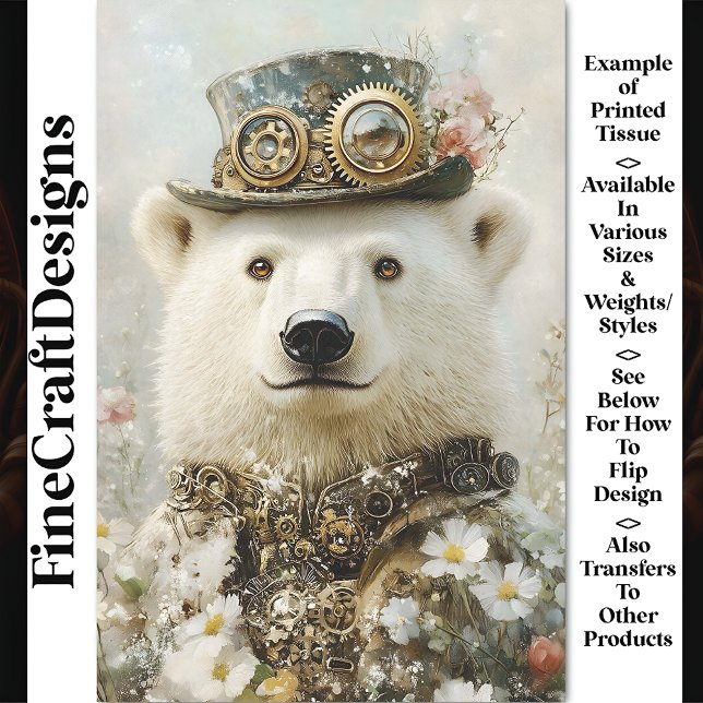 Papel De Seda Urso Polar Regal Steampunk, Separação Floral CB1 (Criador carregado)