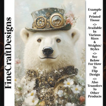 Urso Polar Steampunk Imperial, Decoupage Floral CB