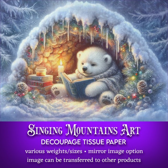 Papel De Seda Urso Polar Whimsso Livro Inverno Lendo Desordem (Criador carregado)