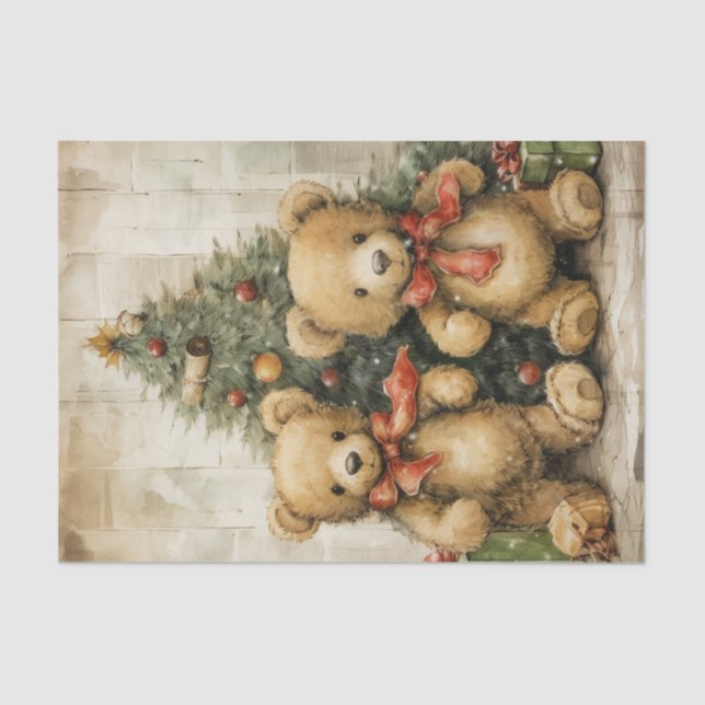 Papel De Seda Ursos de Teddy De Natal Incrivelmente Adoráveis (Frente )