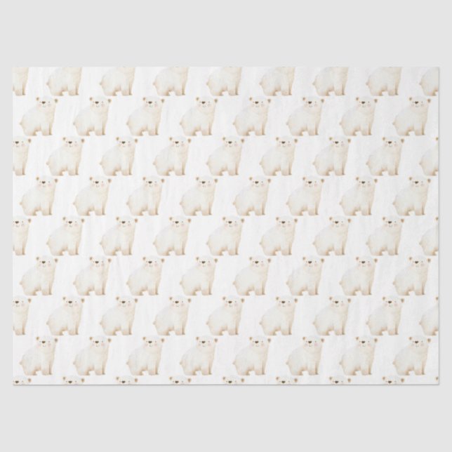 Papel De Seda Ursos Polares de Inverno Fofos (Frente )