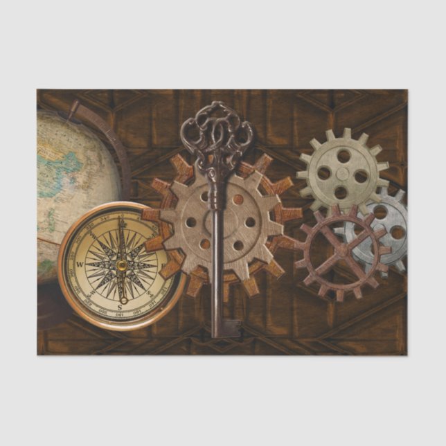 Papel De Seda Ursos Steampunk na Design Geométrica com Olho de C (Frente )