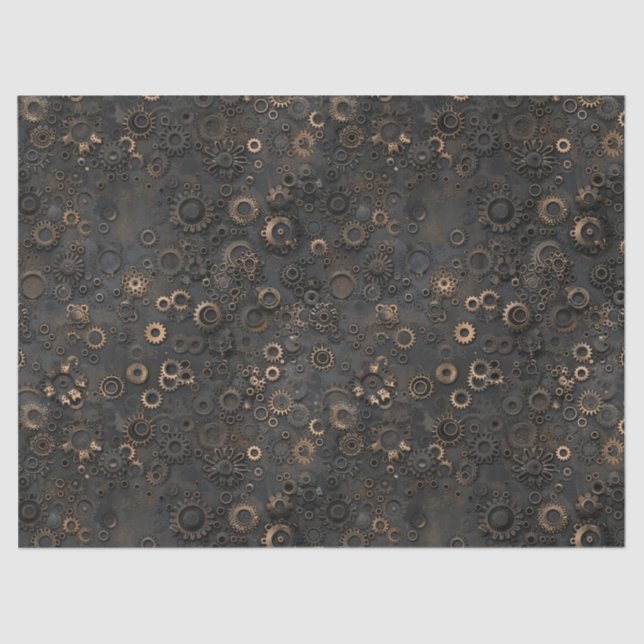 Papel De Seda Ursos Steampunk, Padrão Metálico Rusty para Deslig (Frente )