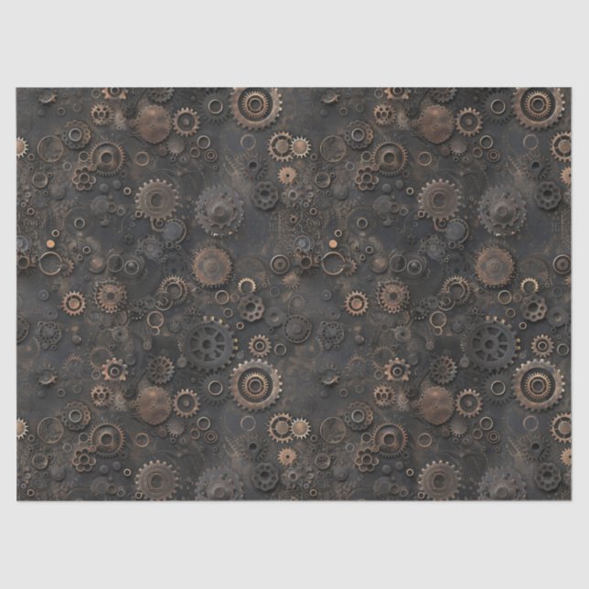 Papel De Seda Ursos Steampunk, Padrão Metálico Rusty para Deslig (Frente )