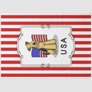 Papel De Seda USA American Flag Airedale Terrier Dog - Cute
