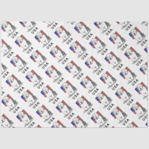 Papel De Seda USA American Flag Old English Sheepdog (Cinza 1)