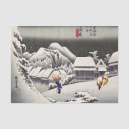 Papel De Seda Utagawa Hiroshige - Neve à noite em Kanbara