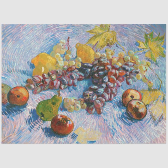 Papel De Seda Uvas, limões, peras e maçãs, Van Gogh (Frente )