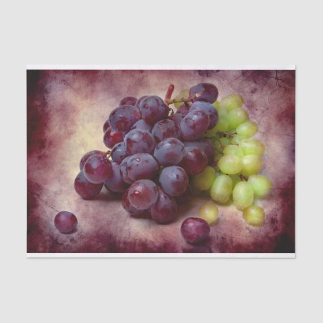 Papel De Seda Uvas Vermelhas E Verdes (Frente )