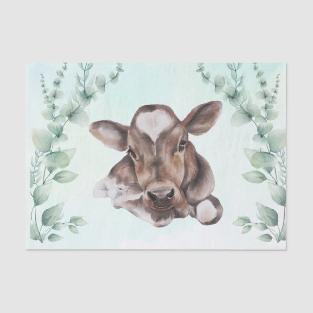 Papel De Seda Vaca Aquarela Calf Eucalyptus (Frente )