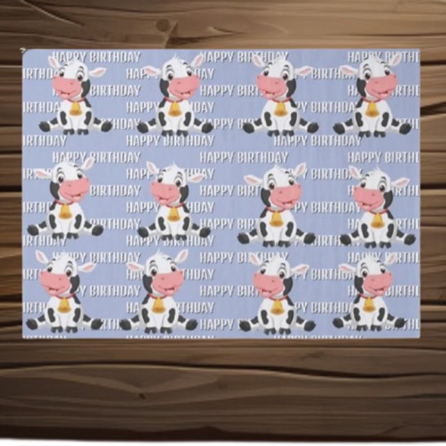 Papel De Seda Vaca azul-branca (Make your child's birthday unforgettable with our Exciting Cow Birthday celebration! )