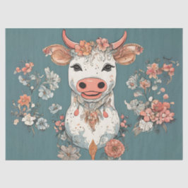 Papel De Seda Vaca Caprichosa com Flores