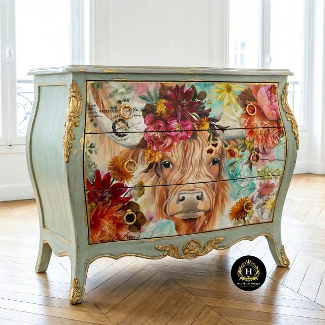 Papel De Seda Vaca das Terras Altas Decoupage Rústico Boho Casa  (Criador carregado)