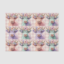 Vaca das Terras Altas Flores de Páscoa em Pastel