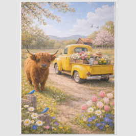 Papel De Seda Vaca das Terras Altas na Primavera
