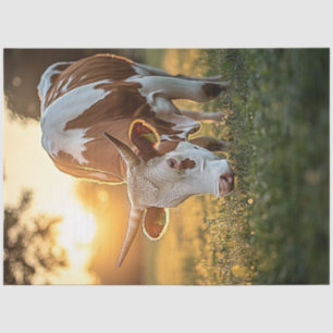 Papel De Seda Vaca de Decoupage Vaca de Longo Corno