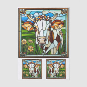 Papel De Seda Vaca de Vidro Pintado com Coroa Floral EK9L Decoup