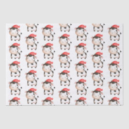 Papel De Seda Vaca feliz em um chapéu vermelho