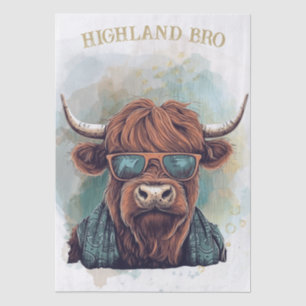 Papel De Seda Vaca Highland Divertida Vestindo Óculos de Sol