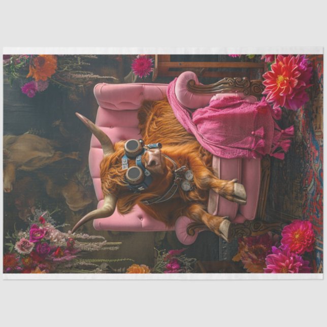 Papel De Seda Vaca Highland na Sequência de Estilo Boho (Frente )