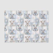Vaca Highland Xadrez Azul Floco de Neve Frio Inver