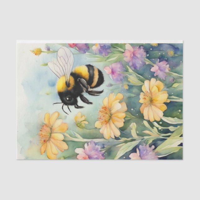 Papel De Seda Vaca Leiteira de Aquarela com Decoupage de Flores (Frente )