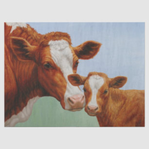 Papel De Seda Vaca-Mãe-Guernsey e Feno-Feno