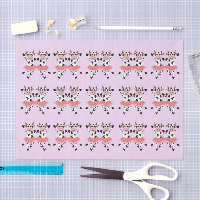 Papel De Seda Vacas dançantes fofas e engraçadas    (Arte )