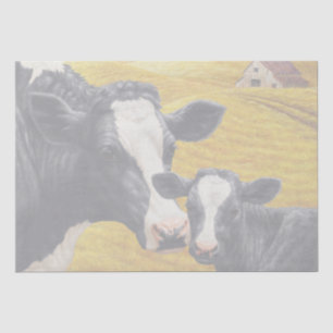 Papel De Seda Vacas de Holstein e Velho Pão de Madeira