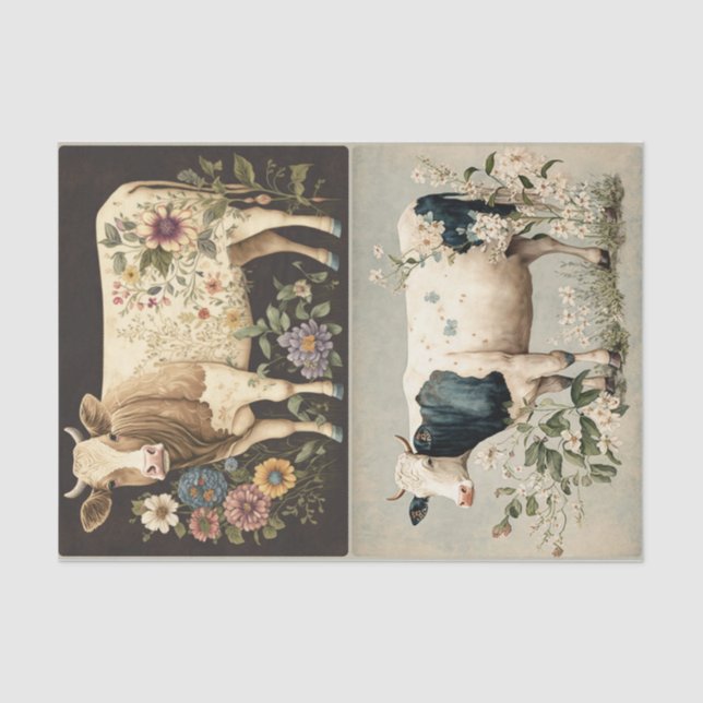 Papel De Seda Vacas Flores (Frente )