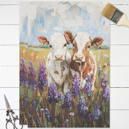 Papel De Seda Vacas-Vaca Flores-De-Lupina Pintura