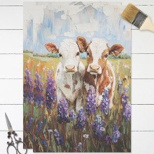 Papel De Seda Vacas-Vaca Flores-De-Lupina Pintura