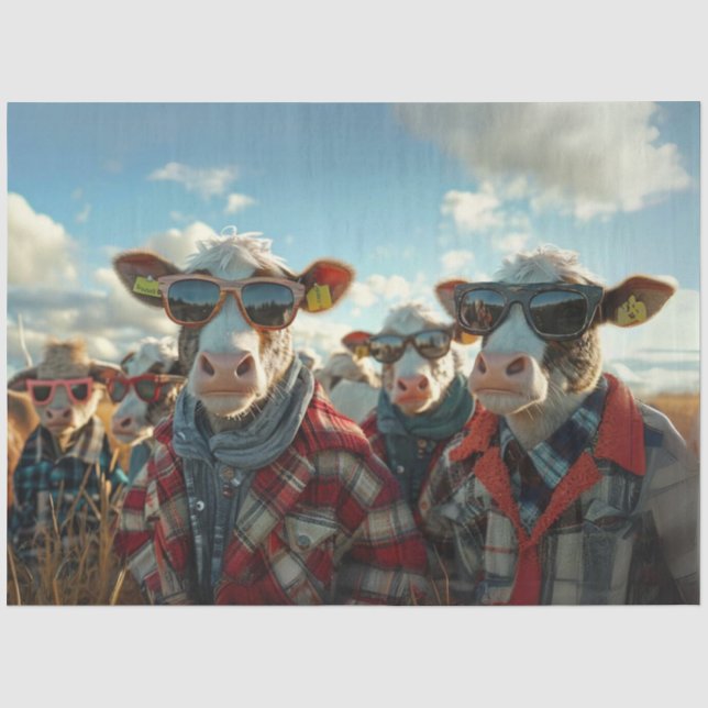 Papel De Seda Vacas Whimsical em Destaque (Frente )