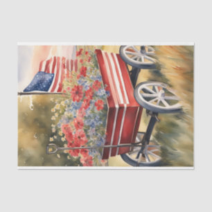 Papel De Seda Vagão Patriótico com Flores e Decoupage de Bandeir