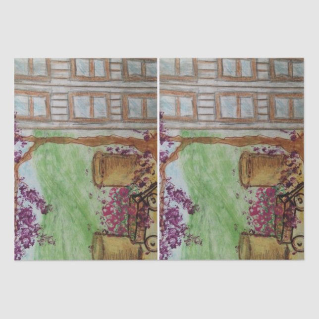 Papel De Seda Vagão Pequeno com Blooms (Frente )