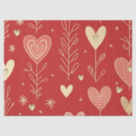 Papel De Seda Valentine heart floral tissue paper