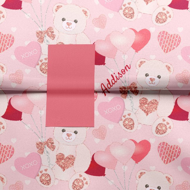 Papel De Seda Valentine's Day Teddy Bear XOXO Heart Pattern (Criador carregado)