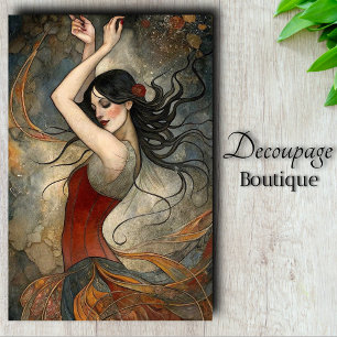 Papel De Seda Valsa Caprichosa Sonho Art Nouveau em Ferrugem e P