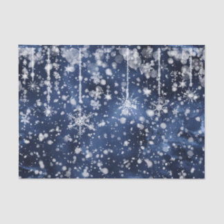 Papel De Seda Valsa dos Flocos de Neve Neve Profunda Azul