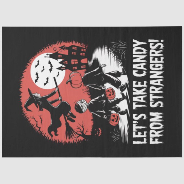 Papel De Seda Vamos Pegar Doce de Estranhos Funny Halloween (Frente )