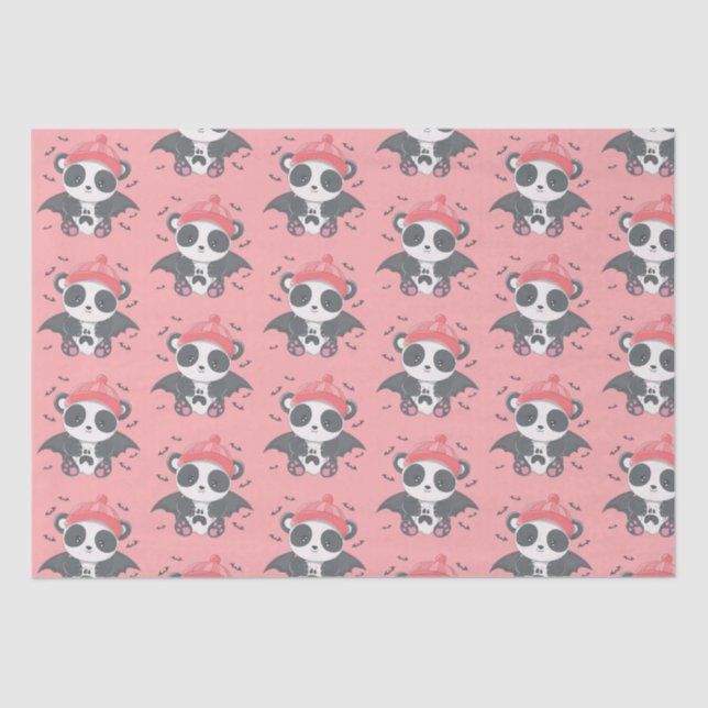 Papel De Seda Vampiro bonito Panda Bats Fantasma Rosa Halloween (Frente )